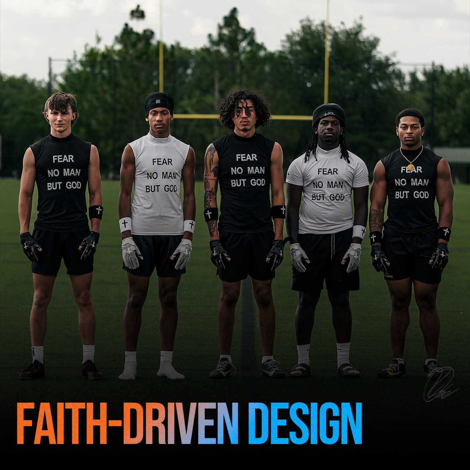 GFA athletes wearing Fear No Man But God gear on the field